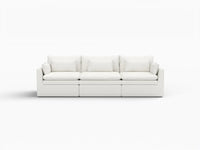 Deluxe Cloud 3-Seater White Small Space Couch Sectional | 3-Piece, Linen Look Poly Fabric, Easy To Clean