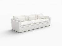 Deluxe Cloud 3-Seater White Small Space Couch Sectional | 3-Piece, Linen Look Poly Fabric, Easy To Clean