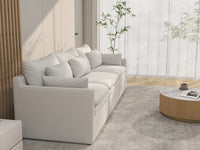 Deluxe Cloud 3-Seater White Small Space Couch Sectional | 3-Piece, Linen Look Poly Fabric, Easy To Clean