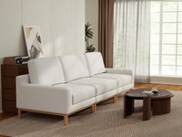 Deluxe Cloud 3-Seater White Small Space Couch Sectional | 3-Piece, Linen Look Poly Fabric, Easy To Clean