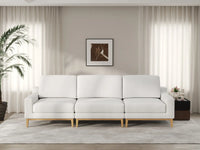 Deluxe Cloud 3-Seater White Small Space Couch Sectional | 3-Piece, Linen Look Poly Fabric, Easy To Clean