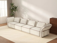 Deluxe Cloud 4-Seater Beige Large Space Couch Sectional | 4-Piece, Bouclé Sherpa-Like Fabric, Easy To Clean