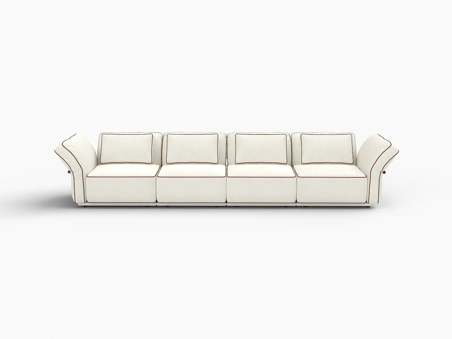 Deluxe Cloud 4-Seater Beige Large Space Couch Sectional | 4-Piece, Bouclé Sherpa-Like Fabric, Easy To Clean