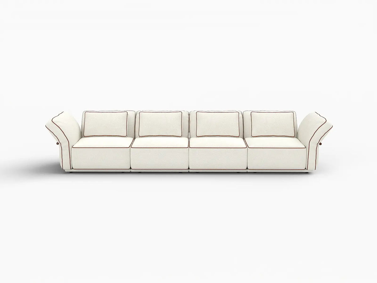 Deluxe Cloud 4-Seater Beige Large Space Couch Sectional | 4-Piece, Bouclé Sherpa-Like Fabric, Easy To Clean