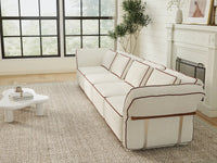 Deluxe Cloud 4-Seater Beige Large Space Couch Sectional | 4-Piece, Bouclé Sherpa-Like Fabric, Easy To Clean