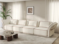Deluxe Cloud 4-Seater Beige Large Space Couch Sectional | 4-Piece, Bouclé Sherpa-Like Fabric, Easy To Clean