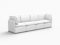 Deluxe Cloud 4-Seater Beige Large Space Couch Sectional | 4-Piece, Linen Look Poly Fabric, Easy To Clean