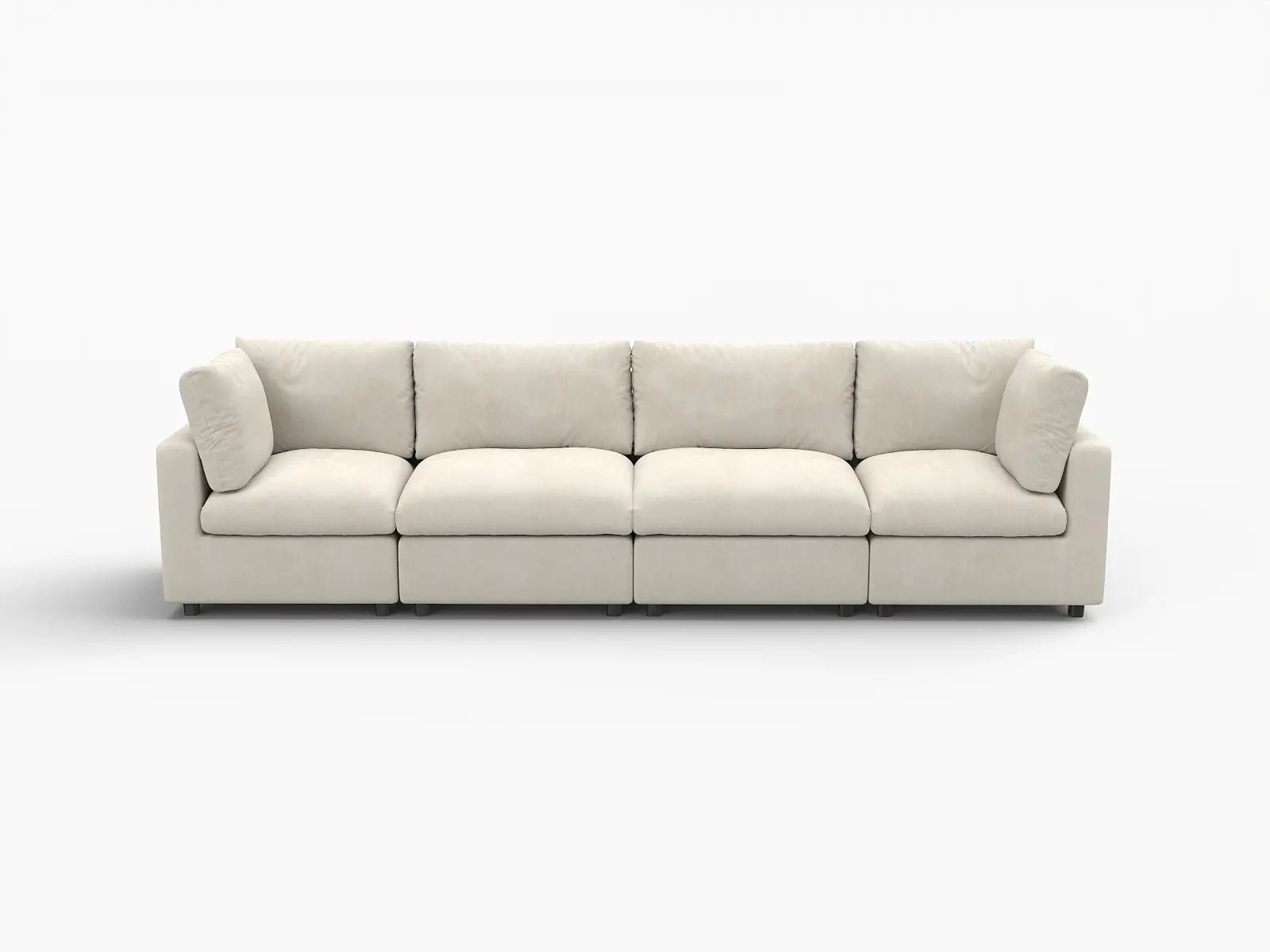 Seccional de sofá de 4 plazas extragrande Deluxe Cloud en beige | 4 piezas, tela de chenilla de mezcla de lino, fácil de limpiar