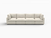 Seccional de sofá de 4 plazas extragrande Deluxe Cloud en beige | 4 piezas, tela de chenilla de mezcla de lino, fácil de limpiar