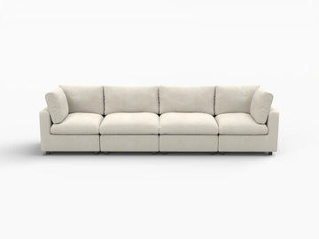 Fundas de sofá seccional Lounge Cloud | Funda de sofá de chenilla de lino mezclado beige para 4 plazas