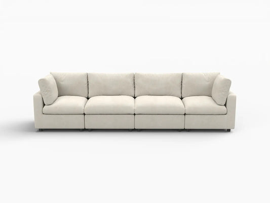 Fundas de sofá seccional Lounge Cloud | Funda de sofá de chenilla de lino mezclado beige para 4 plazas