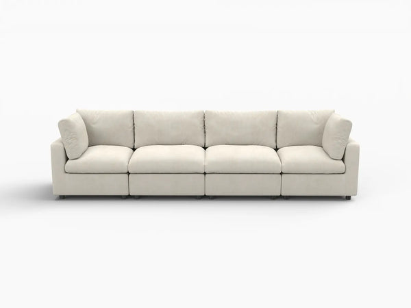Fundas de sofá seccional Lounge Cloud | Funda de sofá de chenilla de lino mezclado beige para 4 plazas