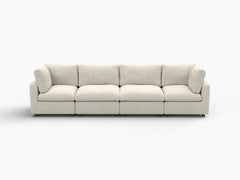 Fundas de sofá seccional Lounge Cloud | Funda de sofá de chenilla de lino mezclado beige para 4 plazas