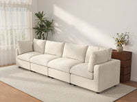 Seccional de sofá de 4 plazas extragrande Deluxe Cloud en beige | 4 piezas, tela de chenilla de mezcla de lino, fácil de limpiar