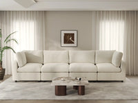 Seccional de sofá de 4 plazas extragrande Deluxe Cloud en beige | 4 piezas, tela de chenilla de mezcla de lino, fácil de limpiar