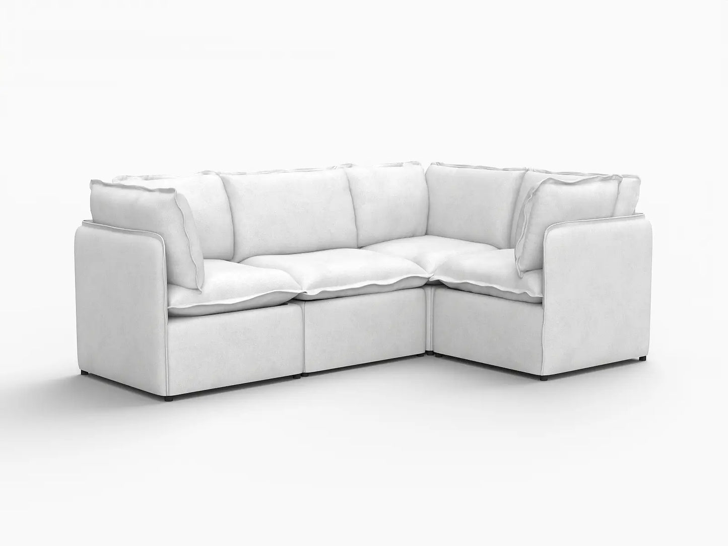 Deluxe Cloud 4-Seater Beige Large Space L-Shaped Sectional | 4-Piece, Linen Look Poly Fabric, Easy To Clean