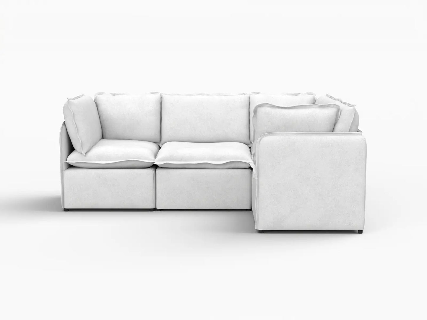 Deluxe Cloud 4-Seater Beige Large Space L-Shaped Sectional | 4-Piece, Linen Look Poly Fabric, Easy To Clean