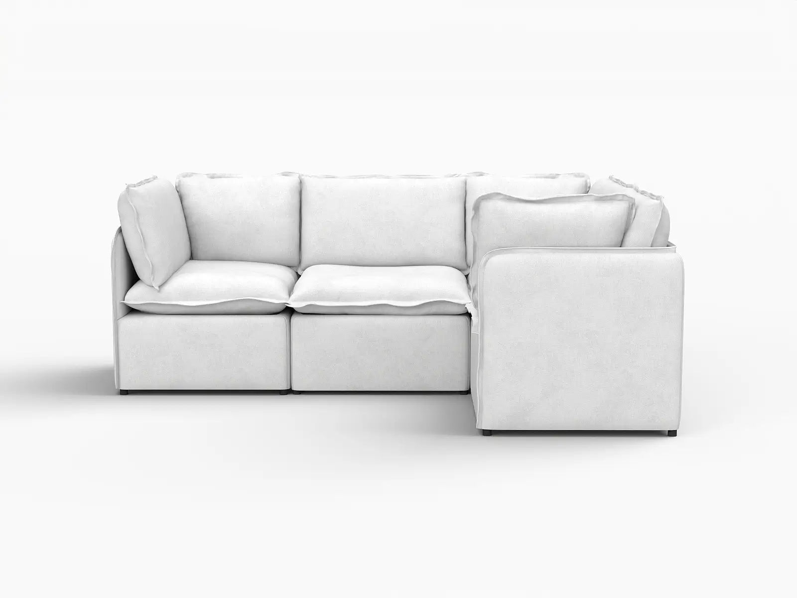 Deluxe Cloud 4-Seater Beige Large Space L-Shaped Sectional | 4-Piece, Linen Look Poly Fabric, Easy To Clean