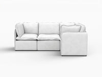 Deluxe Cloud 4-Seater Beige Large Space L-Shaped Sectional | 4-Piece, Linen Look Poly Fabric, Easy To Clean