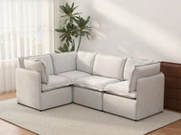 Deluxe Cloud 4-Seater Beige Large Space L-Shaped Sectional | 4-Piece, Linen Look Poly Fabric, Easy To Clean