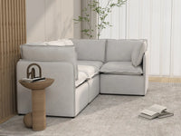 Deluxe Cloud 4-Seater Beige Large Space L-Shaped Sectional | 4-Piece, Linen Look Poly Fabric, Easy To Clean