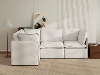 Deluxe Cloud 4-Seater Beige Large Space L-Shaped Sectional | 4-Piece, Linen Look Poly Fabric, Easy To Clean