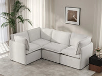 Deluxe Cloud 4-Seater Beige Large Space L-Shaped Sectional | 4-Piece, Linen Look Poly Fabric, Easy To Clean