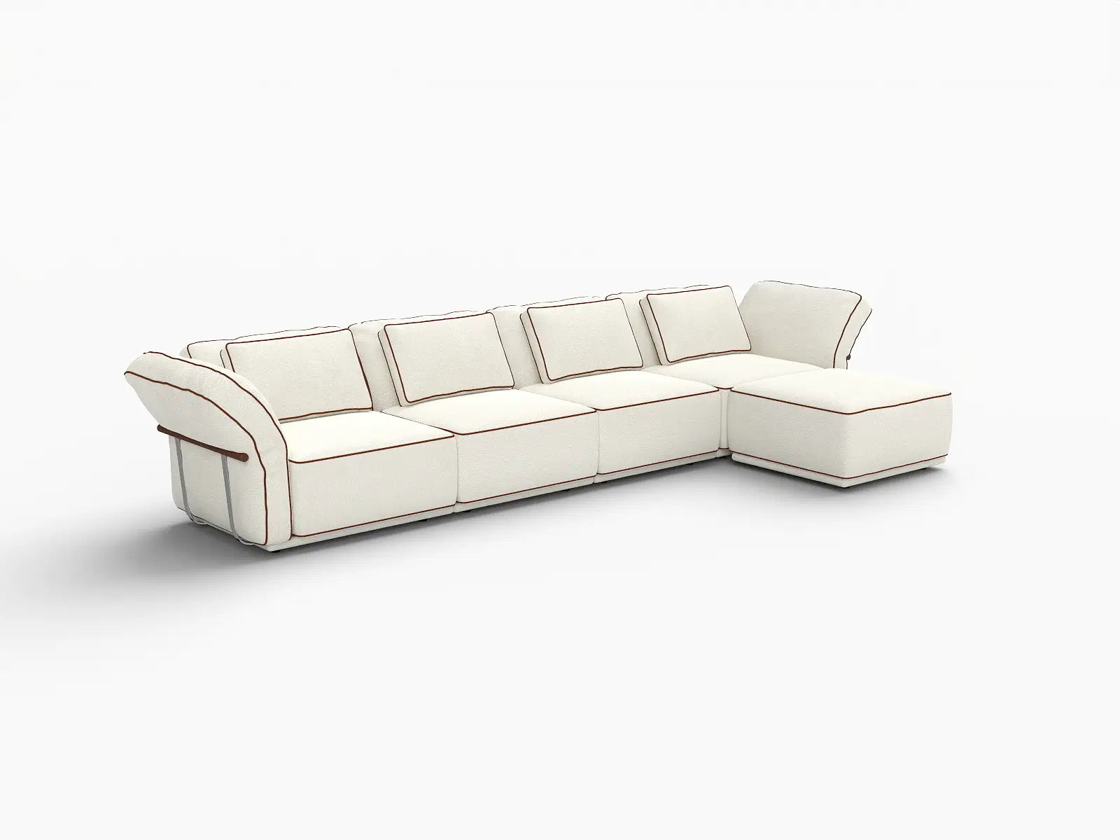 Deluxe Cloud 4-Seater Beige Large Space L-Shaped Sectional | 5-Piece (Includes 1 Ottoman), Bouclé Sherpa-Like Fabric, Easy To Clean