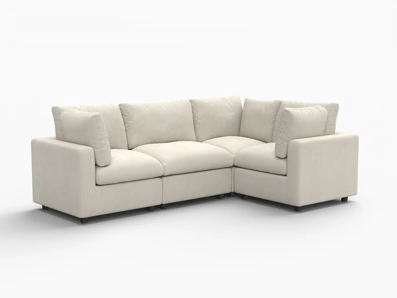 Seccional de Lujo Nube de 4 Plazas Beige Grande en Forma de L | 4 Piezas, Tela Chenilla Mezcla de Lino, Fácil de Limpiar