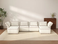 Deluxe Cloud 4-Seater Beige Large Space U-Shaped Sectional | 6-Piece (Includes 2 Ottomans), Bouclé Sherpa-Like Fabric, Easy To Clean