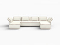 Deluxe Cloud 4-Seater Beige Large Space U-Shaped Sectional | 6-Piece (Includes 2 Ottomans), Bouclé Sherpa-Like Fabric, Easy To Clean