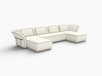 Deluxe Cloud 4-Seater Beige Large Space U-Shaped Sectional | 6-Piece (Includes 2 Ottomans), Bouclé Sherpa-Like Fabric, Easy To Clean