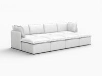Deluxe Cloud 4-Seater Beige Open Space Pit Sectional | 8-Piece (Includes 4 Ottomans), Linen Look Poly Fabric, Easy To Clean