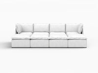 Deluxe Cloud 4-Seater Beige Open Space Pit Sectional | 8-Piece (Includes 4 Ottomans), Linen Look Poly Fabric, Easy To Clean