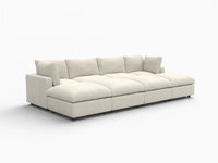 Sofá Seccional Pit Deluxe Cloud de 4 plazas en Beige para Espacios Abiertos | 8 piezas (incluye 4 otomanas), tela de chenilla mezcla de lino, fácil de limpiar