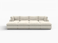 Sofá Seccional Pit Deluxe Cloud de 4 plazas en Beige para Espacios Abiertos | 8 piezas (incluye 4 otomanas), tela de chenilla mezcla de lino, fácil de limpiar