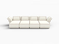Deluxe Cloud 4-Seater Beige Open Space U-Shaped Sectional | 8-Piece (Includes 4 Ottomans), Bouclé Sherpa-Like Fabric, Easy To Clean