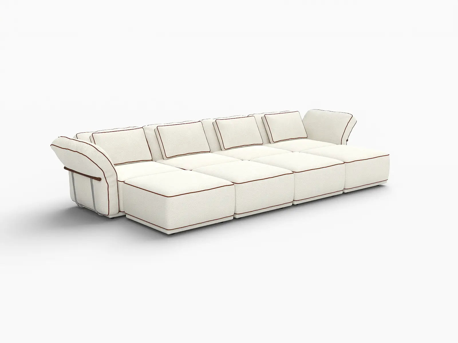 Deluxe Cloud 4-Seater Beige Open Space U-Shaped Sectional | 8-Piece (Includes 4 Ottomans), Bouclé Sherpa-Like Fabric, Easy To Clean
