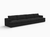 Deluxe Cloud 4-Seater Black Couch Sectional | 4-Piece, Bouclé Sherpa-Like Fabric, Washable Cushion Covers