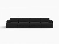 Deluxe Cloud 4-Seater Black Couch Sectional | 4-Piece, Bouclé Sherpa-Like Fabric, Washable Cushion Covers