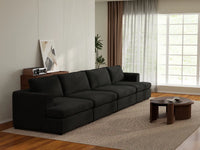 Deluxe Cloud 4-Seater Black Couch Sectional | 4-Piece, Bouclé Sherpa-Like Fabric, Washable Cushion Covers