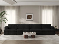 Deluxe Cloud 4-Seater Black Couch Sectional | 4-Piece, Bouclé Sherpa-Like Fabric, Washable Cushion Covers