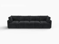 Sofá seccional de 4 plazas Deluxe Cloud negro | 4 piezas, tela de chenilla mezcla de lino, fundas de cojín lavables