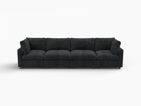 Lounge Cloud Sectional Sofa Covers | Black Linen-Blend Chenille Sofa Cover for 4-Seater