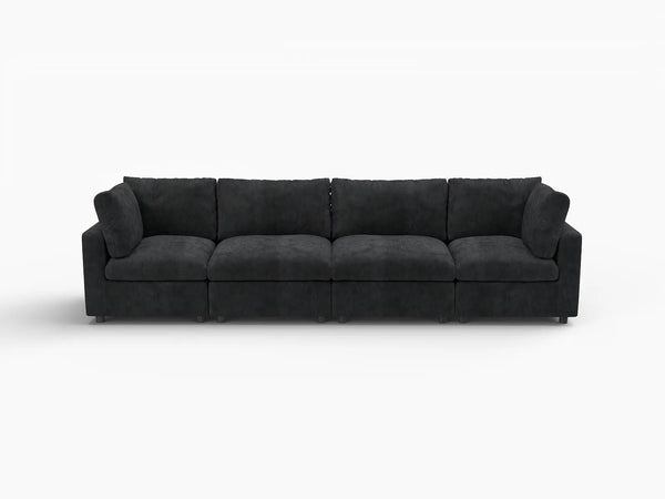 Fundas para sofás seccionales Cloud Lounge | Funda de sofá de chenilla con mezcla de lino negro para 4 plazas