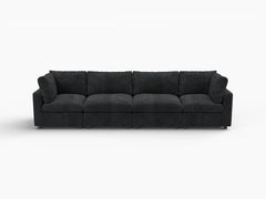 Fundas para sofás seccionales Cloud Lounge | Funda de sofá de chenilla con mezcla de lino negro para 4 plazas
