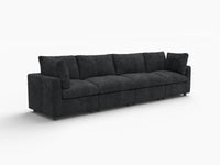 Sofá seccional de 4 plazas Deluxe Cloud negro | 4 piezas, tela de chenilla mezcla de lino, fundas de cojín lavables