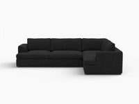Deluxe Cloud 4-Seater Black L-Shaped Sectional | 4-Piece, Bouclé Sherpa-Like Fabric, Washable Cushion Covers