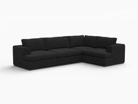 Deluxe Cloud 4-Seater Black L-Shaped Sectional | 4-Piece, Bouclé Sherpa-Like Fabric, Washable Cushion Covers