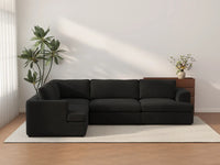 Deluxe Cloud 4-Seater Black L-Shaped Sectional | 4-Piece, Bouclé Sherpa-Like Fabric, Washable Cushion Covers